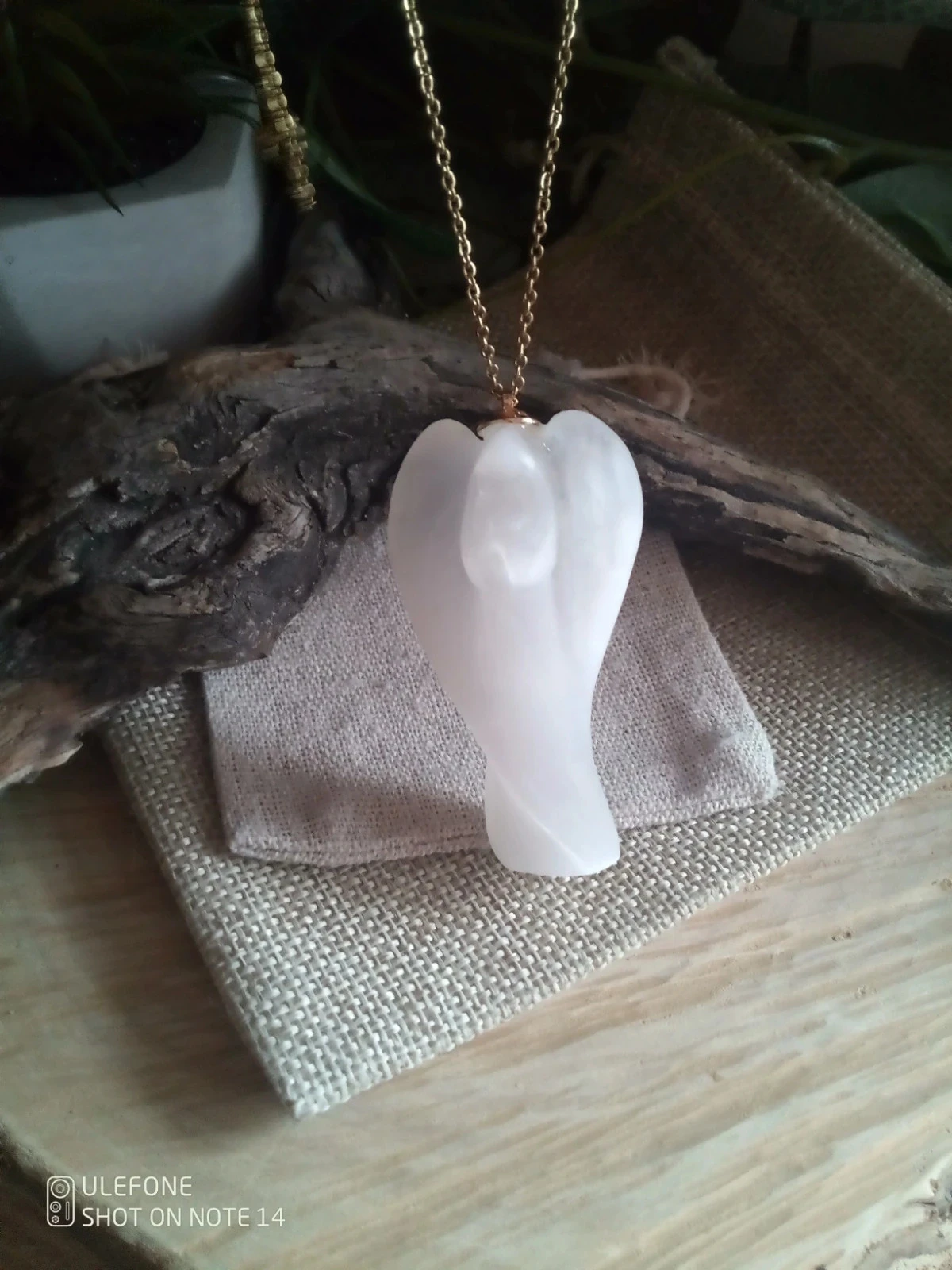 Collier ange pierre naturelle de sélénite + carte – photo 4